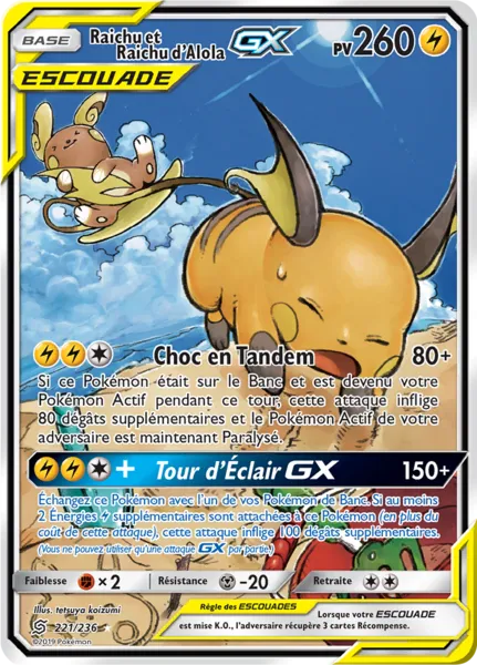 Raichu et Raichu d&rsquo;Alola-GX 221/236